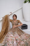 Mehendi Colour Organza Tissue Designer Bridal Lehenga With Blouse And Dupatta Wholesalers In Delhi Kf 2156
