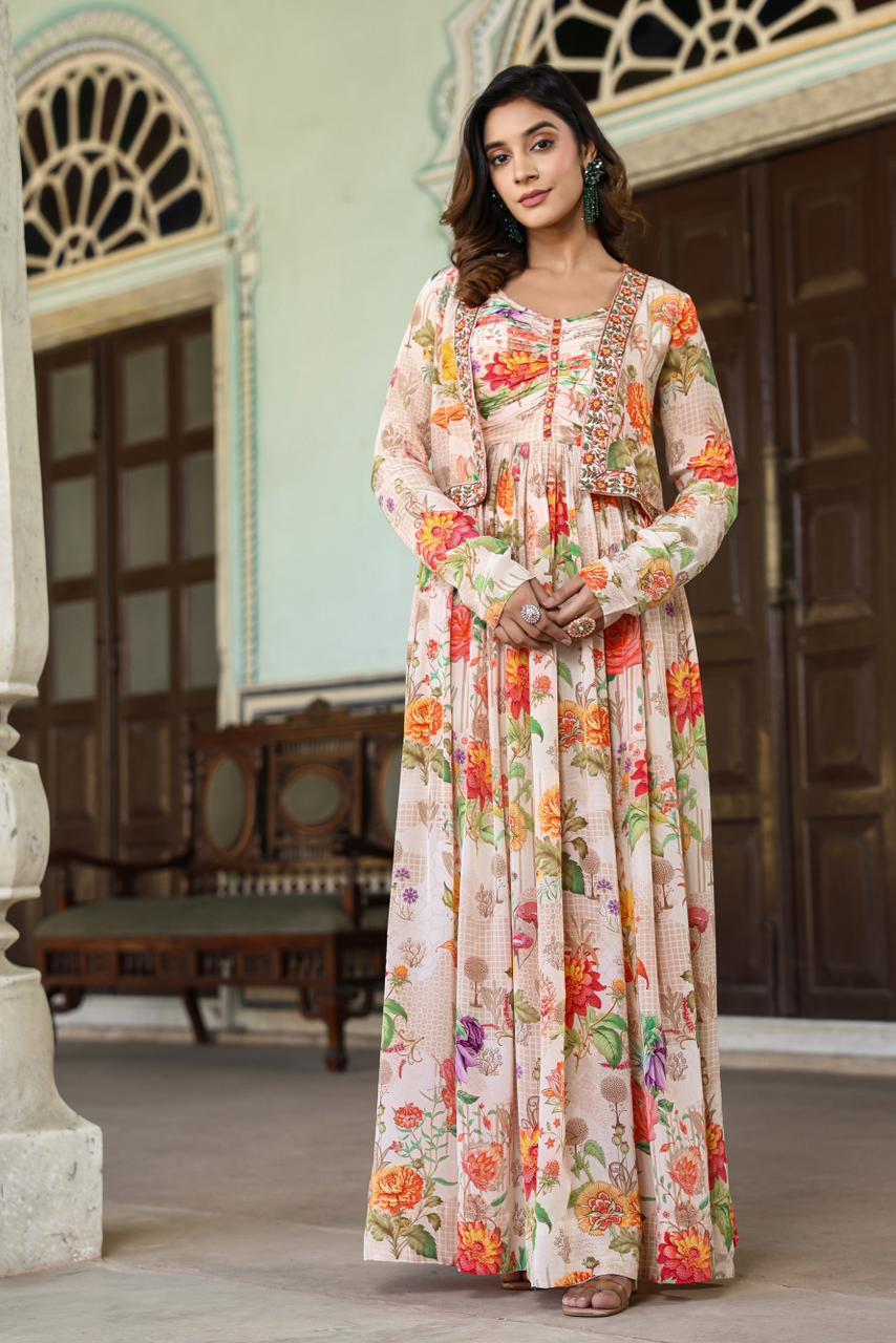 Pure Natural Crepe Gown With Kotee Catalog