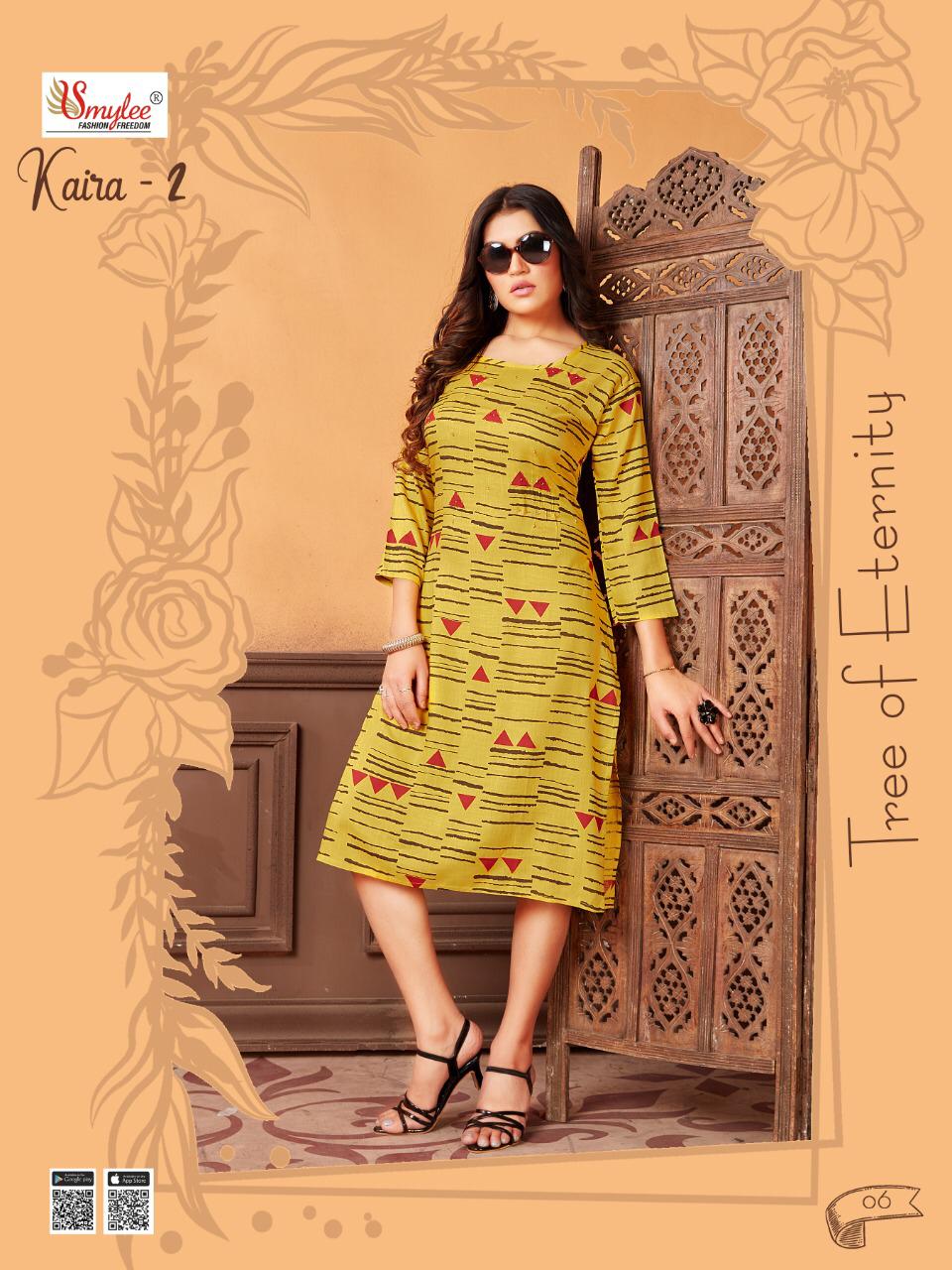 Smylee Kaira 2 Latest Fancy Casual Regular Wear Rayon Printed Kurtis Collection
