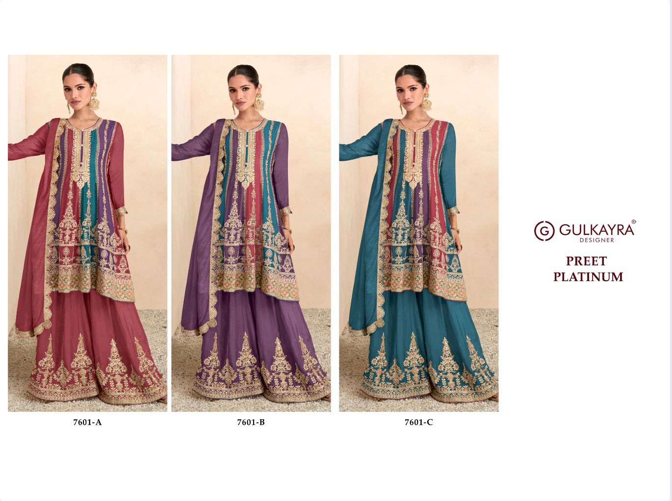 Preet Platinum 7601 By Gulkayra Real Chinon Wedding Salwar Suits Wholesale Market In Surat