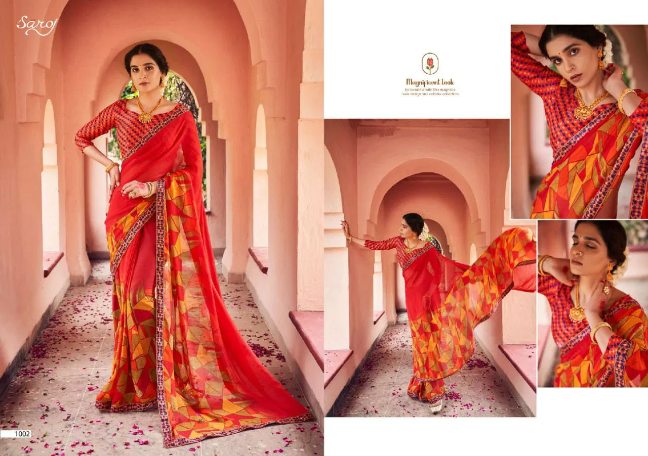 Saroj Mishita Festive Wear Georgette with Beautiful Designs Saree Collection
