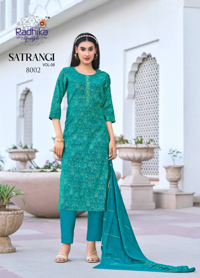 Satrangi Vol 8 By Radhika Modal Printed Kurti With Bottom Dupatta Wholesale In India