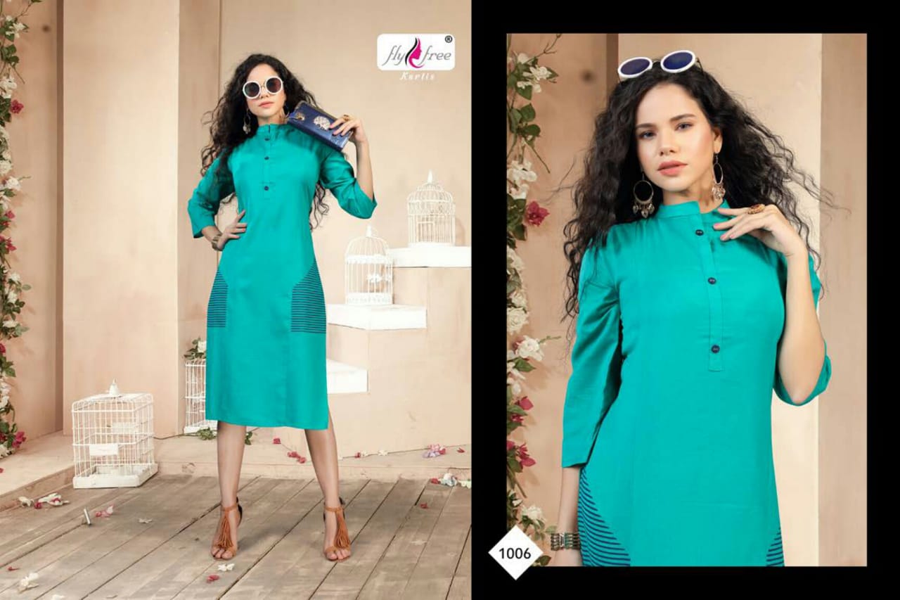 Fly Free Naira Latest Fancy Regular Casual Wear Heavy Rayon Designer Kurtis Collection
