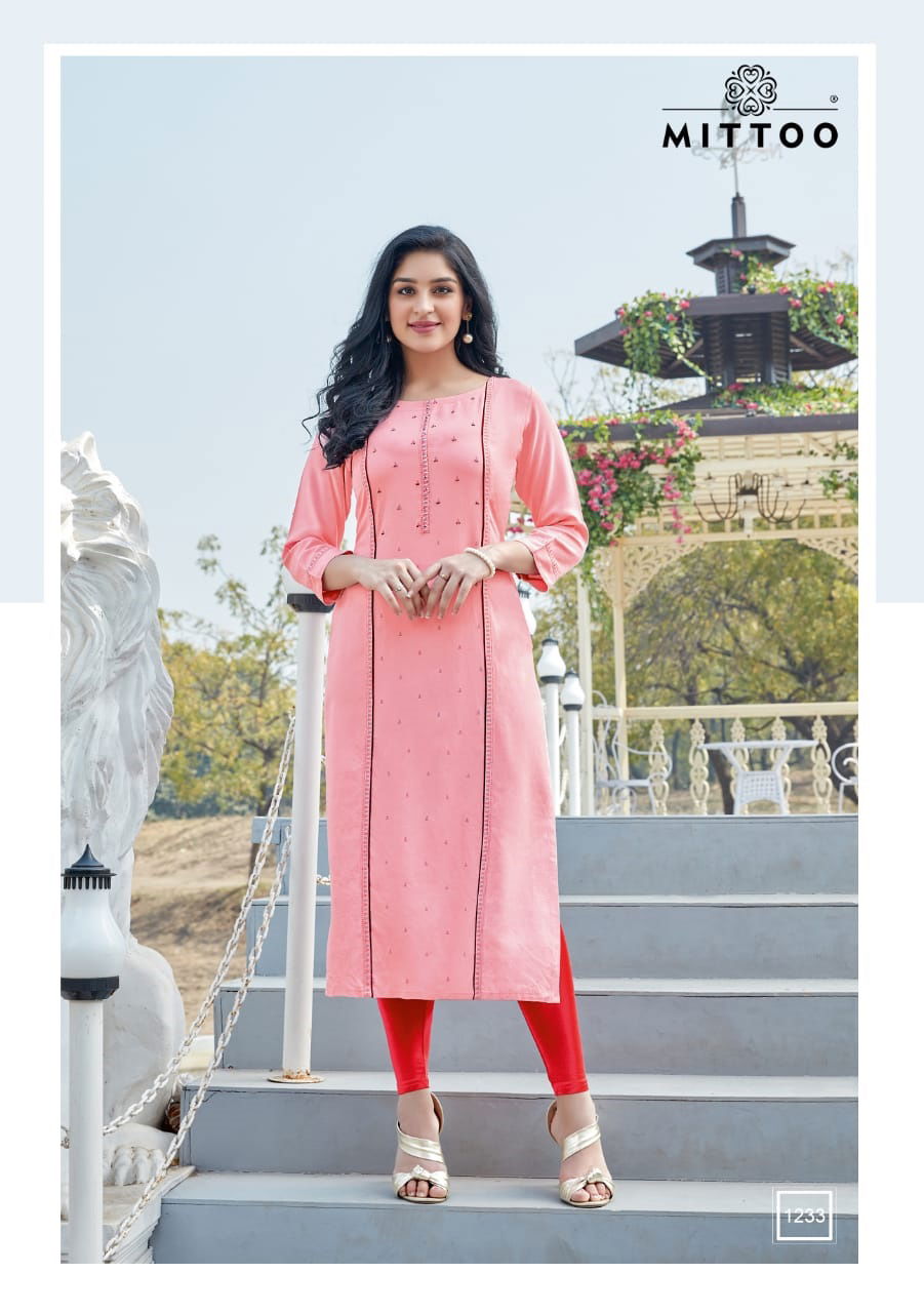 Mittoo Palak 26 Latest Fancy Designer Casual Wear Rayon Printed  Long Kurti Collection
