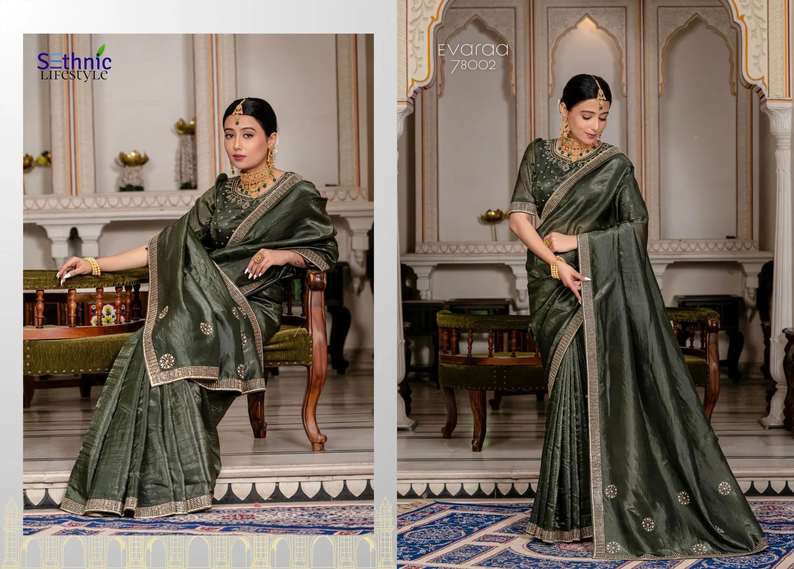 Evaraa By Sethnic Gold Crush Occasion Wear Saree Orders In India