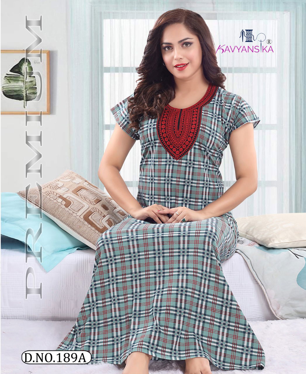 Kavyansika 189 Premium Night Wear Hosiery Cotton Printed  Long Nighty Collection
