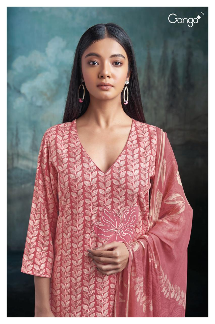 Skylar 2073 By Ganga Pashmina Kurti Bottom Dupatta Dress Material Catalog 