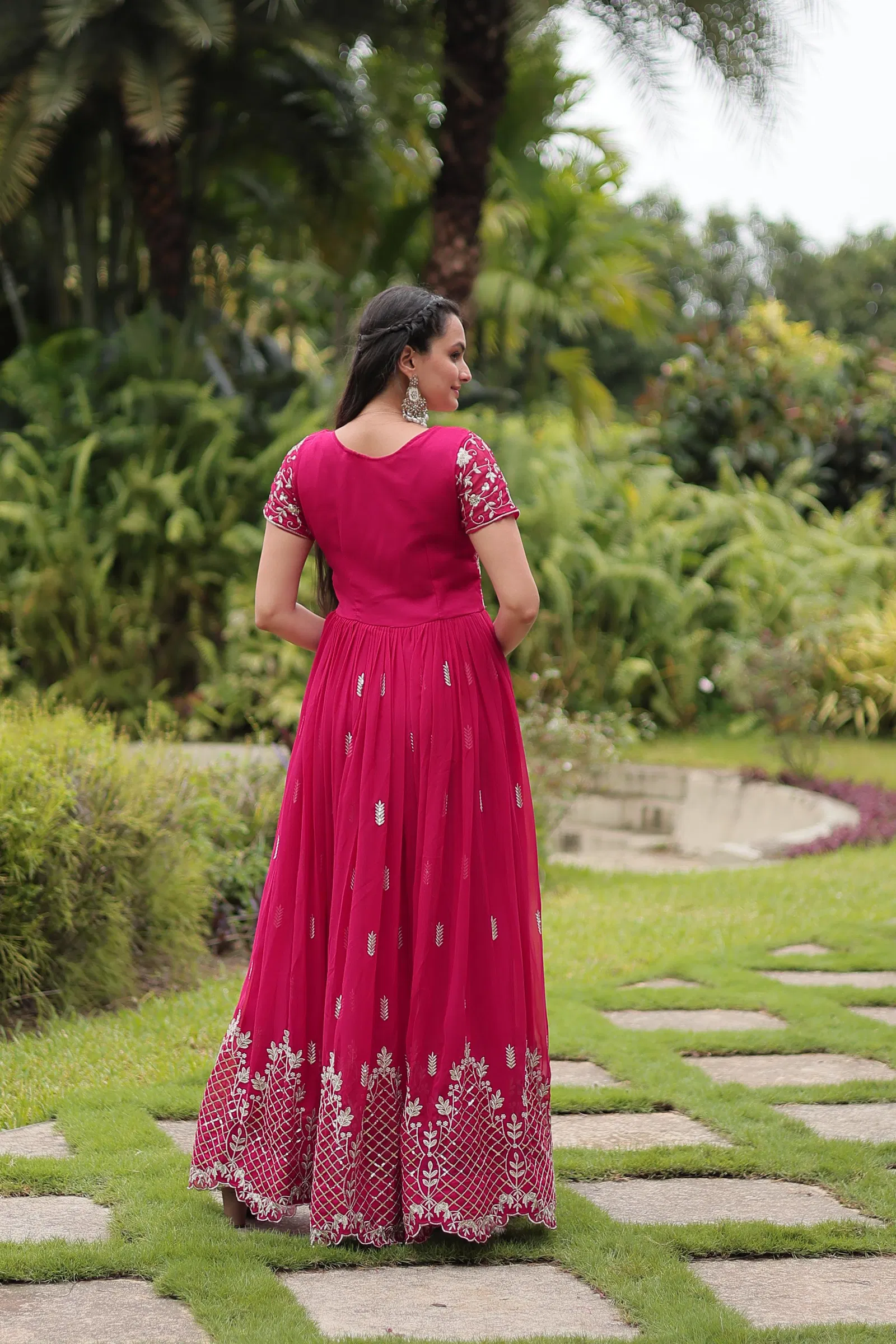 KA Pink Colour 1134 Faux Blooming Embroidery Wedding Gown Online Wholesale