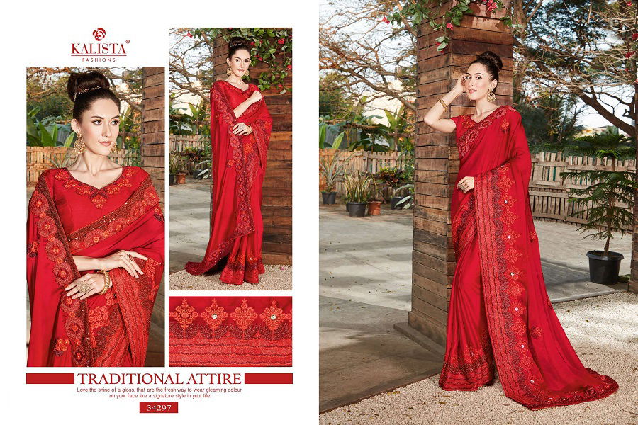 Kalista Sana Gold Latest Fancy Designer Casual Wear Embroidery Worked Sarees Collection
