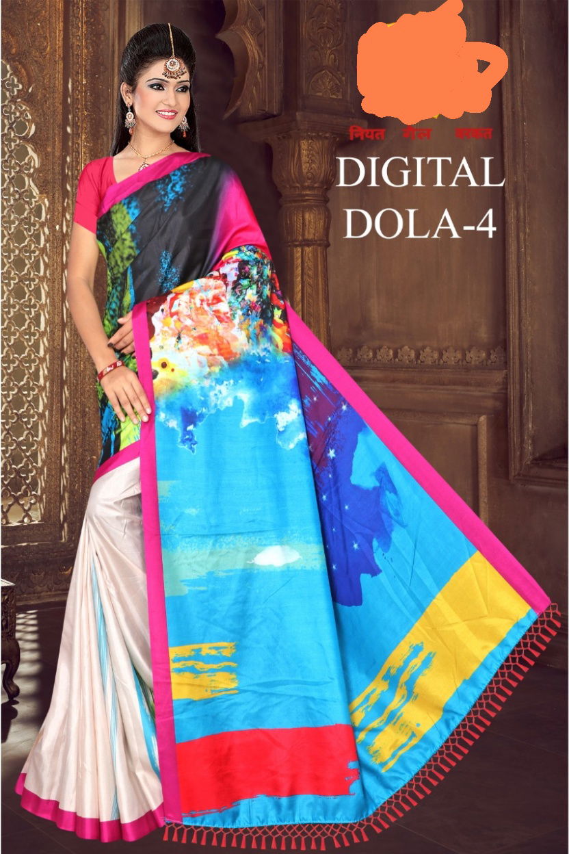 Green Chilli Digital Dola Latest Designer Party Wear Global Linen Juth Digital Printed Saree Collection