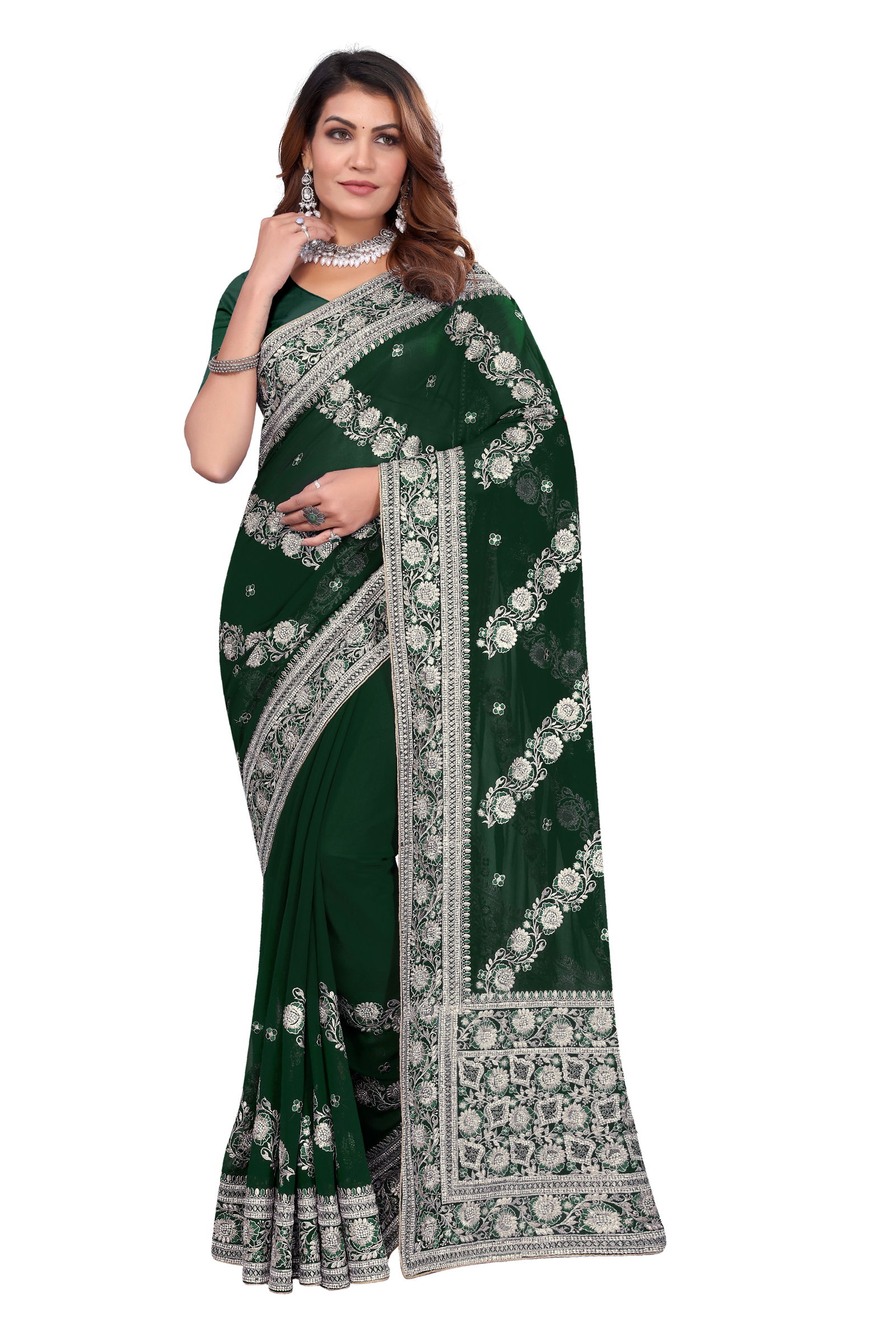 Dulhan By Utsav Nari Georgette Embroidery Sarees Wholesale Price In Surat
