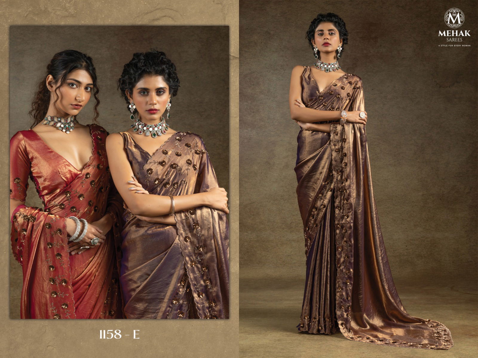 Mehek 1158 A To E Tow Tone Satin Silk Designer Saree Wholesale In India
