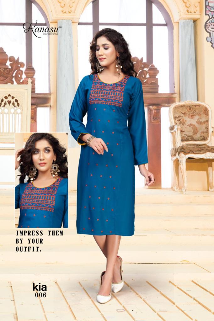 Kanasu Kia Ethnic Wear Rayon Designer Long Kurtis Collection
