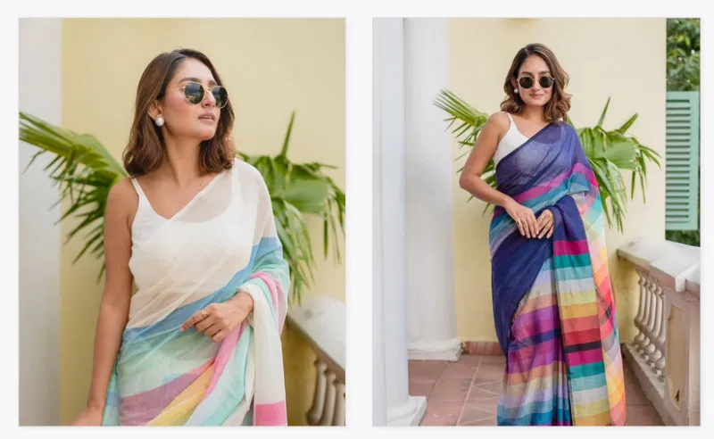 Bt 422 Digital Printed Linen Fancy Saree Exporters In India