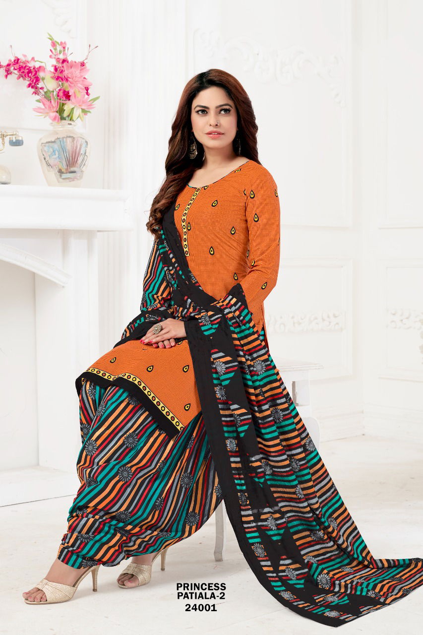 Princess Patiala 2 Printed Cotton Casual Wear Salwar Suit Ready Made Collection
