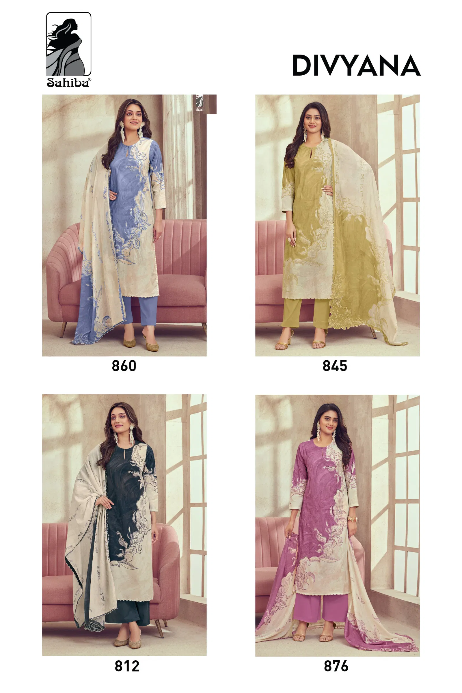 Divyana By Sahiba Lawn Cotton Digital Printed Dress Material Suppliers In Indoa