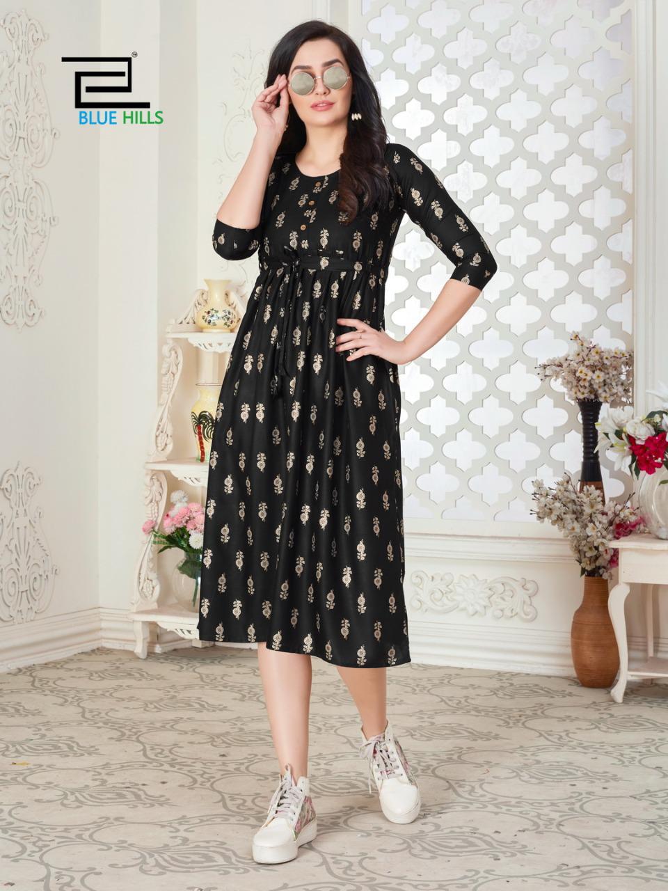 VEE FAB HI-FI Latest fancy Regular Wear Anarkali Rayon Gold Printed Kurtis collection