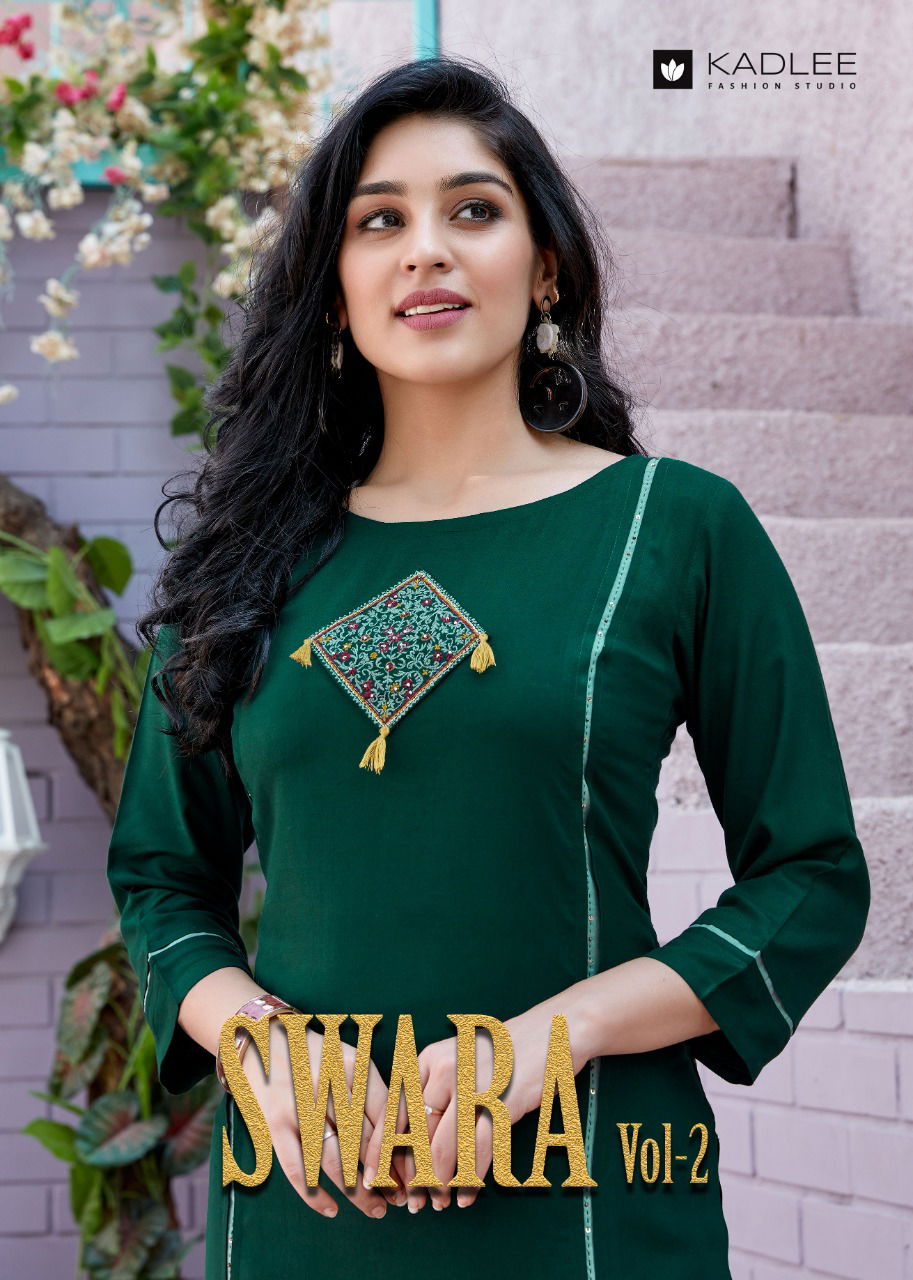 Kadlee Swara 2 Fancy Ethnic Wear Designer Heavy rayon Kurti With Bottom Collection
