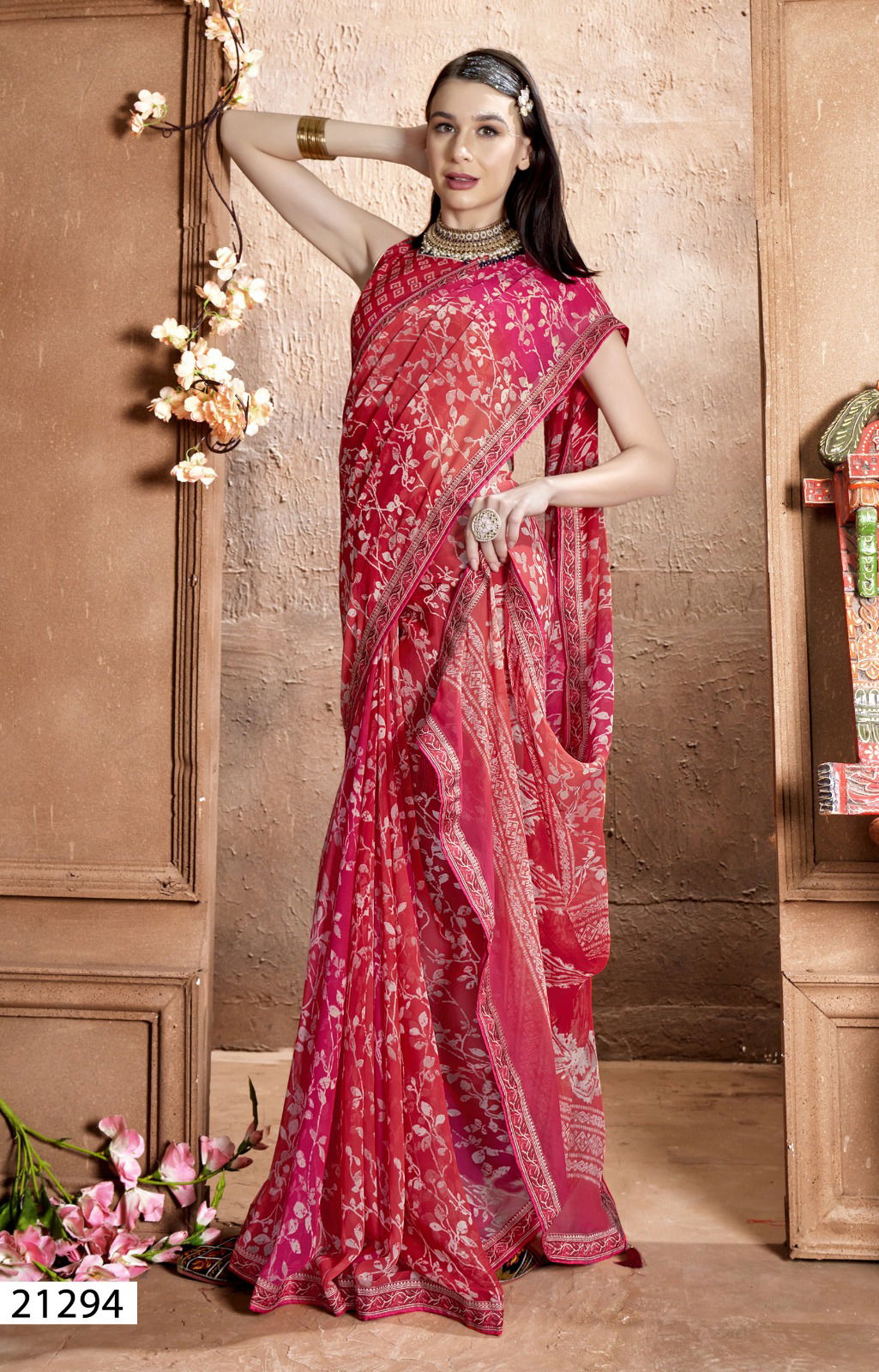 Rajvanshi Vol 5 By Vallabhi Leaf Printed Georgette Wholesale Sarees Manufacturers
