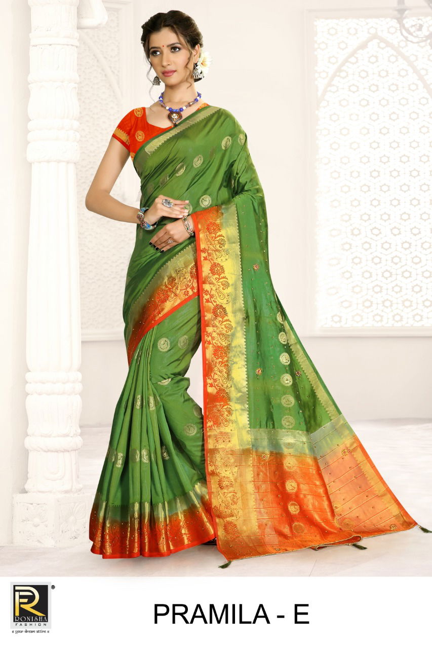 Ronisha Pramila Latest Designer Festive Wear Nylon Silk Saree Collection