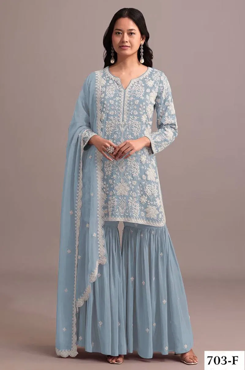 Hit Renuka 703 A To C Designer Georgette Salwar Suits Wholesale Online