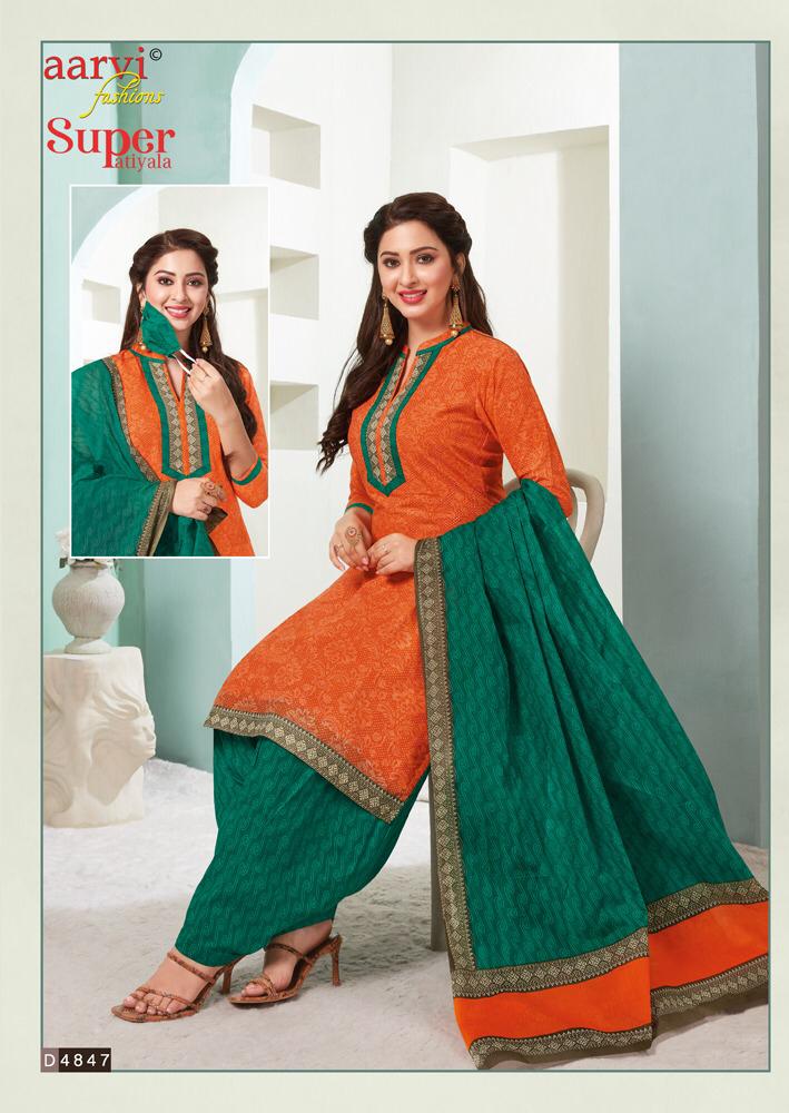 Aarvi Super Patiyala 2 Ready Made Regular Wear Patiyala Collection With Mal Mal Dupatta 