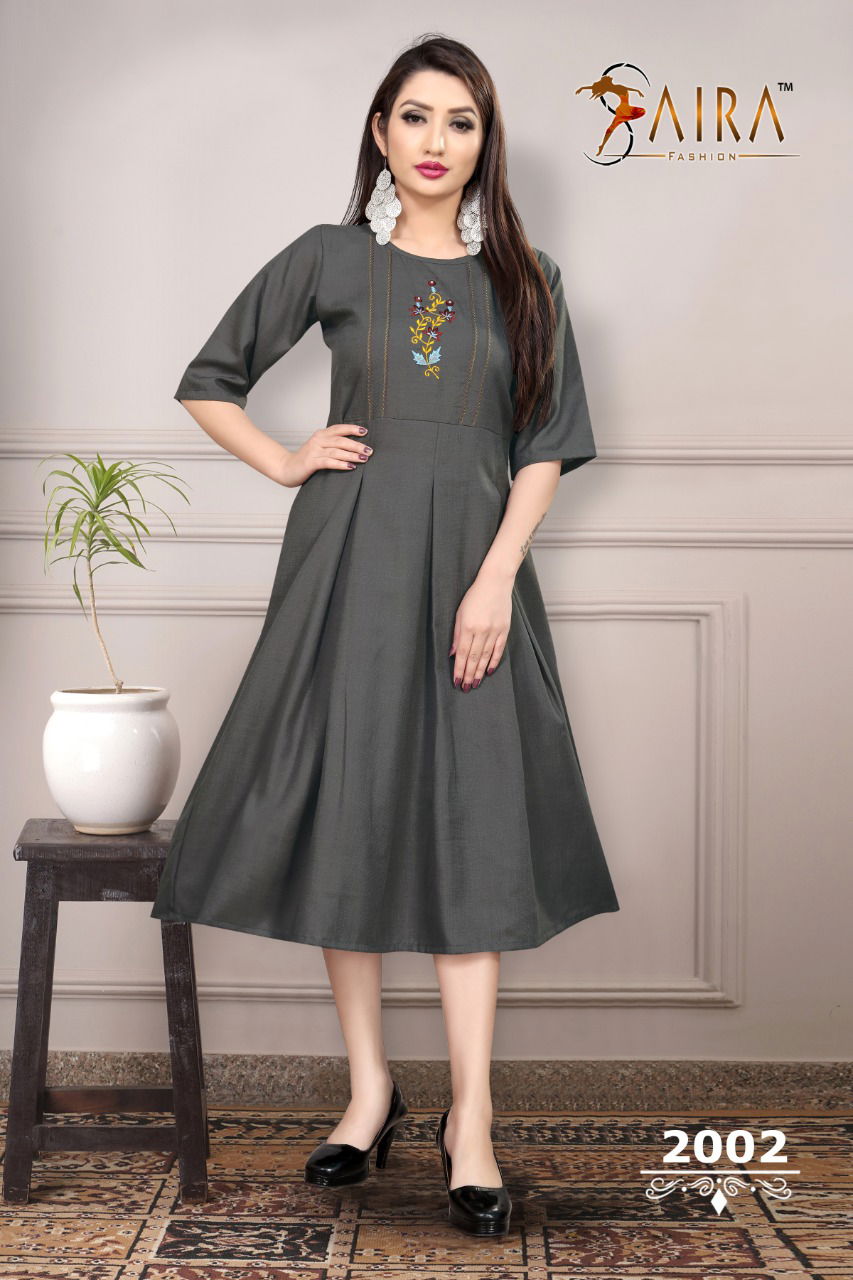 SAIRA SUNEHRI VOL-2 Fancy Casual Wear Round Style Heavy Ruby Slub Cotton With Nack Value Addition Work Kurti Collection