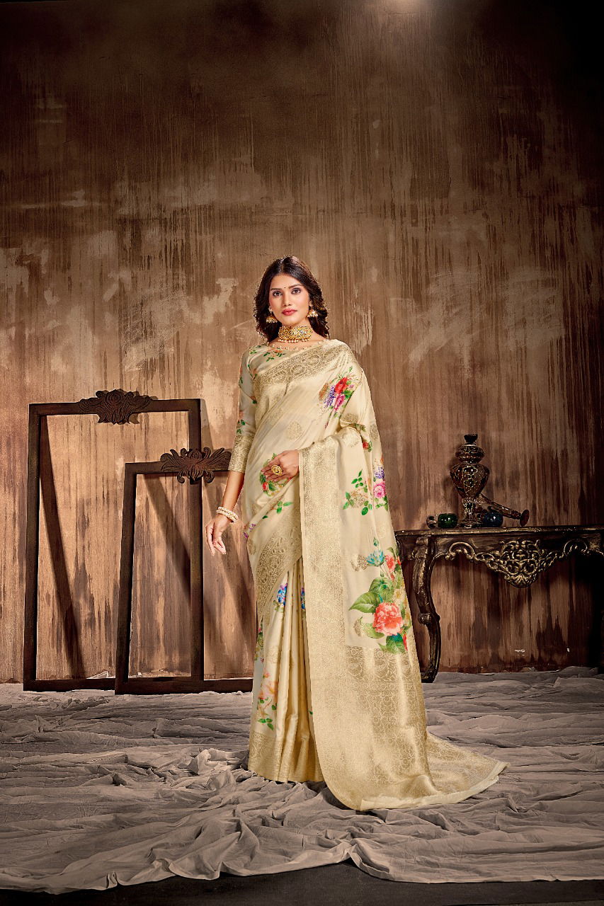 Rajyog Anjali Latest Designer Fancy Festive Wear Silk Digital Printed Silk Sarees Collection
