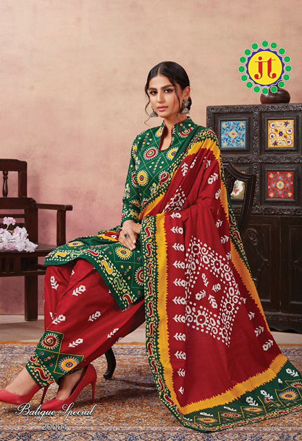 Jt Batique Special 20 Cotton Designer Regular Wear Kurti with Bottom and Dupatta Collections
