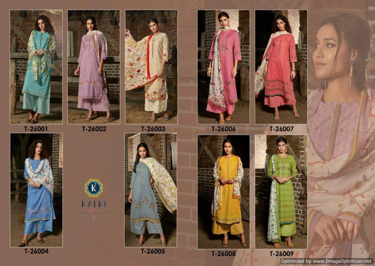 Kalki Ready Made Collection Of Kurti Plazzo Pattern Suit Gota Patti Work With Nazneen Dupatta 