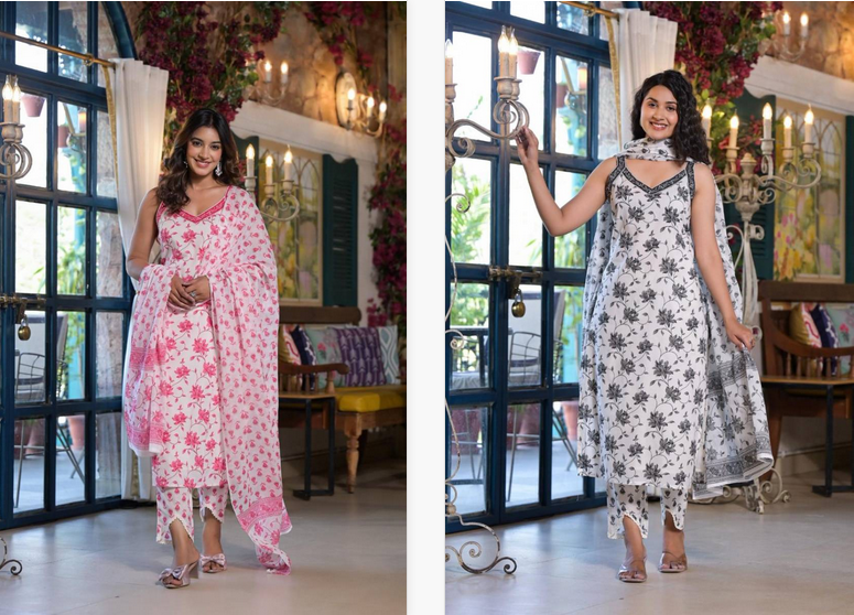 Tanyaa P 121 Cotton With Handwork Touchup Kurti Bottom With Dupatta Wholesale Clothing Distributors In India
