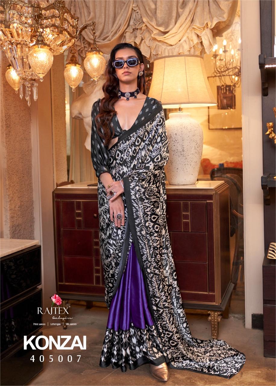 Konzai By Rajtex Patola Printed Satin Crepe Saree Wholesale Price
