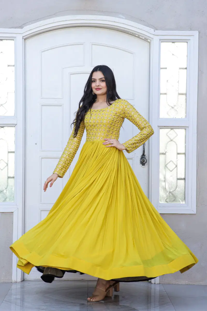 KA 1034 Long Faux Blooming Anarkali Gown Catalog