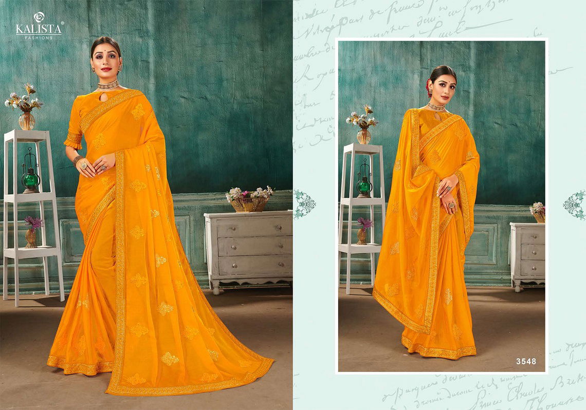 Kalista Nikita Latest Fancy Party Wear Designer Chiffon Embroidery Saree Collection
