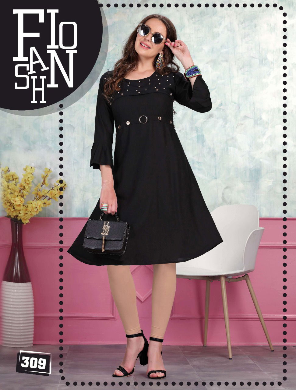 Natasha Latest Fancy Casual Wear Rayon Wear Moti Work Anarkali Kurtis Collection