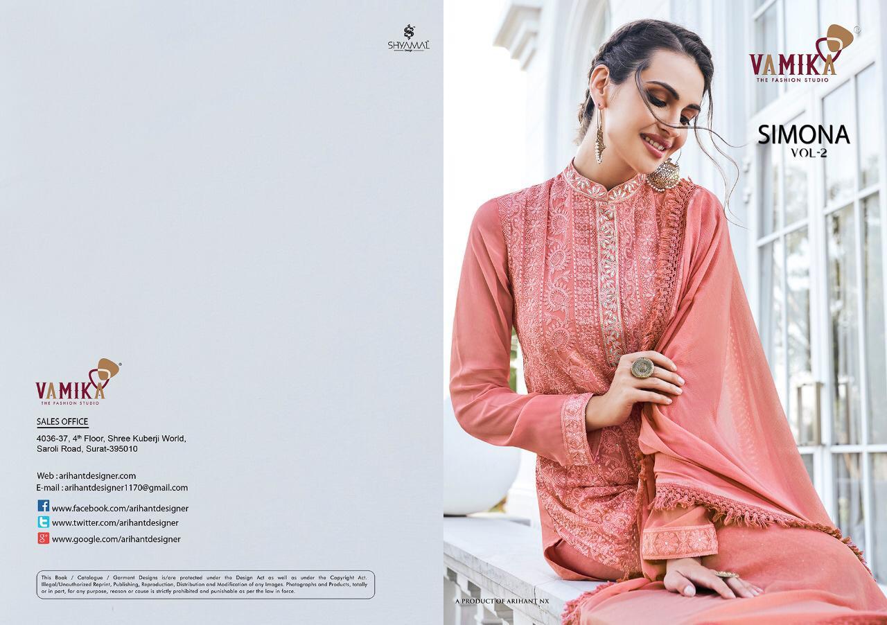 Vamika Simona Vol 2 Latest Designer Plazzo Salwar Suit Collection With Heavy Embroidery Work 