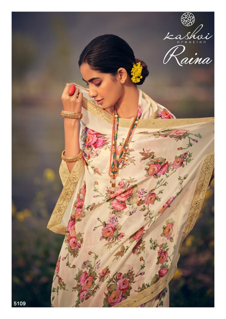 Kashvi Raina Georgette Ethnic Wear Designer Printed Saree Collection
