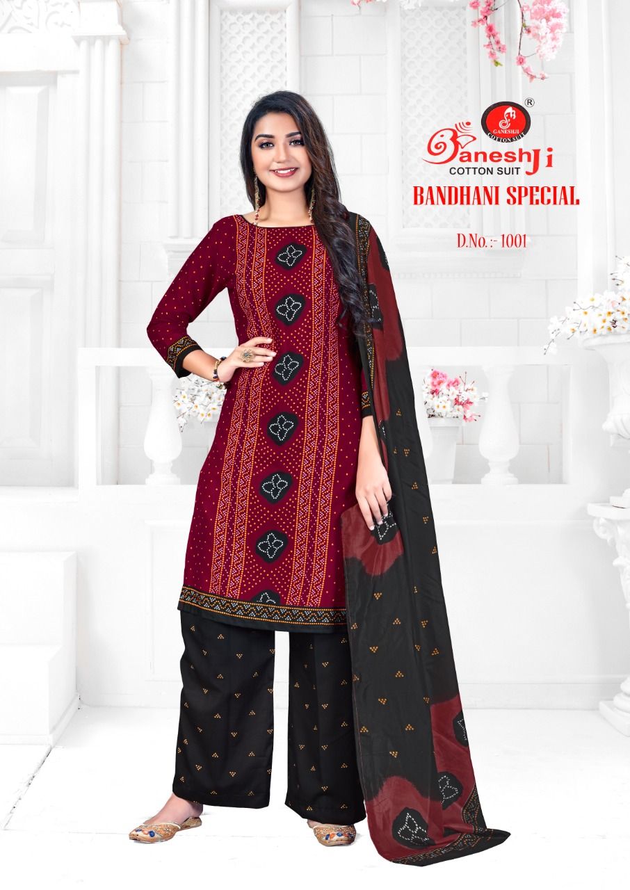 Ganeshji Bandhani Special Casual Daily Wear Cotton Printed Dress Material Collection