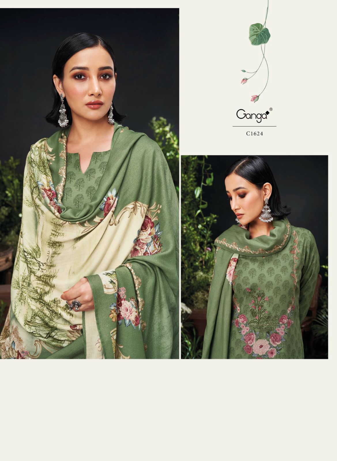 Lila By Ganga Printed Pashmina Dress Material Catalog