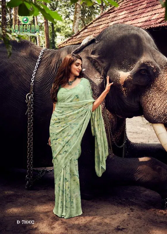 Coconut By Sanskar Satin Siffon Florence Printed Trendy Sarees