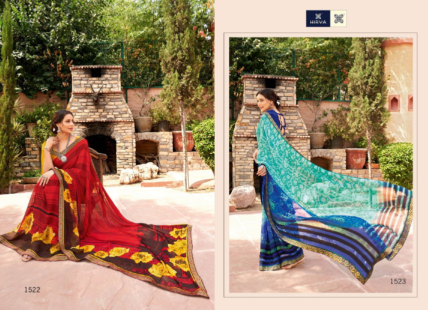 Hirva Sondariya 2 Exclusive Regular Wear Designer Lace Georgette Digital Festive Wear Sarees Collection 