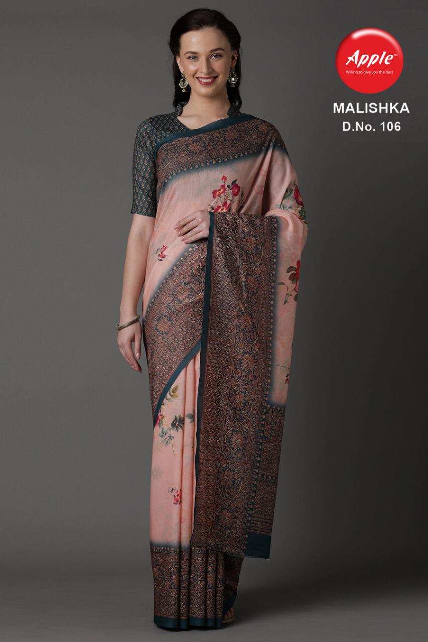 APPLE MALISHKA Latest Casual Daily Wear Muslin Silk Digital Printed Saree Collection