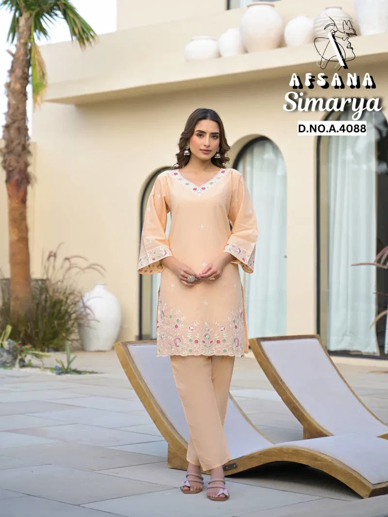 Afsana Simarya Cotton Embroidered Co Ord Set Wholesale Market In India