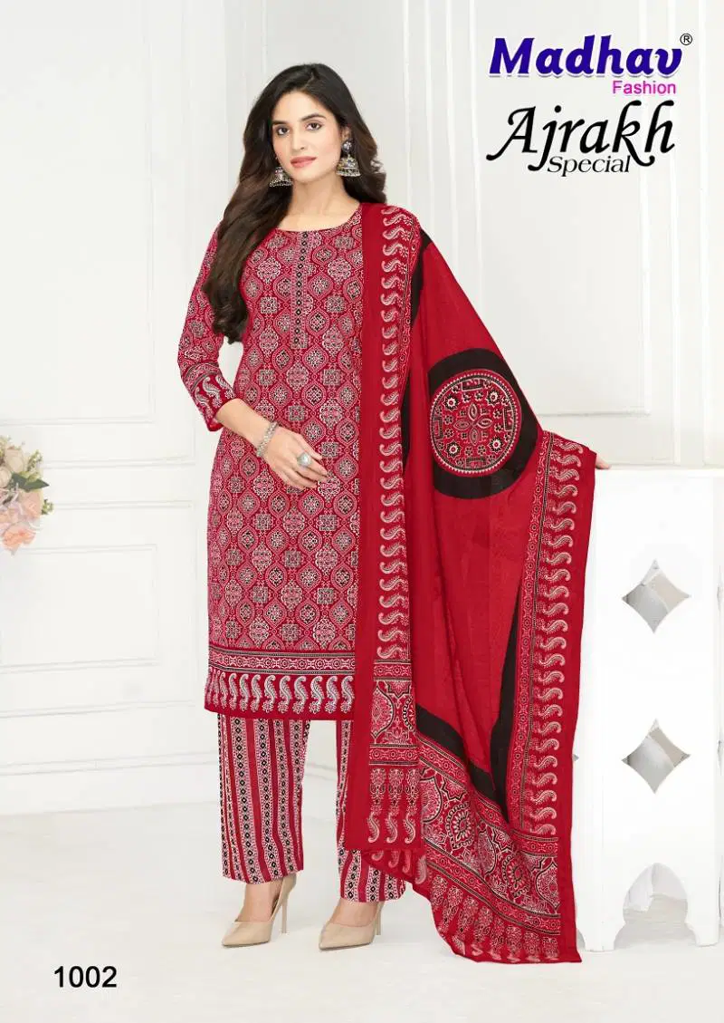 Ajrakh Special By Madhav Cotton Printed Surat Dress Material Wholesale Market