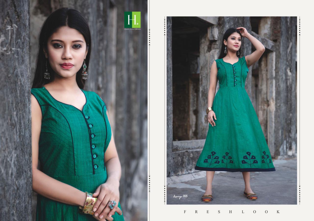 Hirwa Kesariya 3 Latest Designer Stylish heavy Rayon Embroidery Work Kurti Collection 