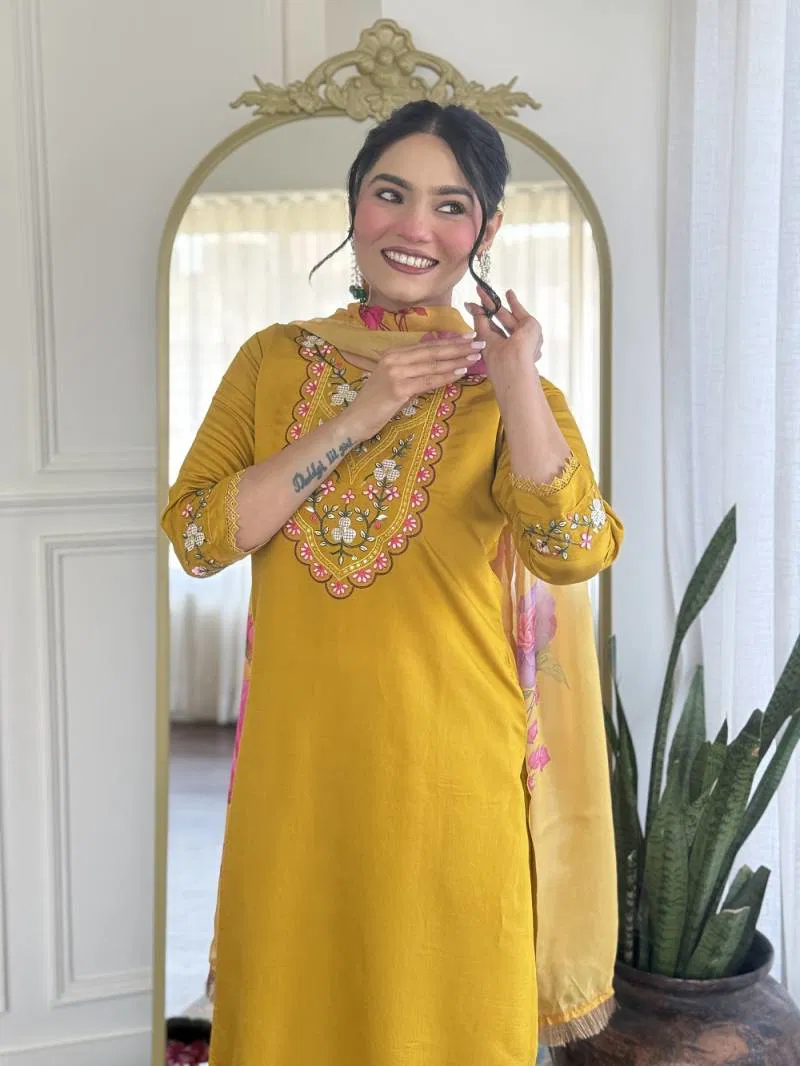 Pihu 01 Chanderi Kurti Bottom With Dupatta Wholesale Clothing Suppliers In India