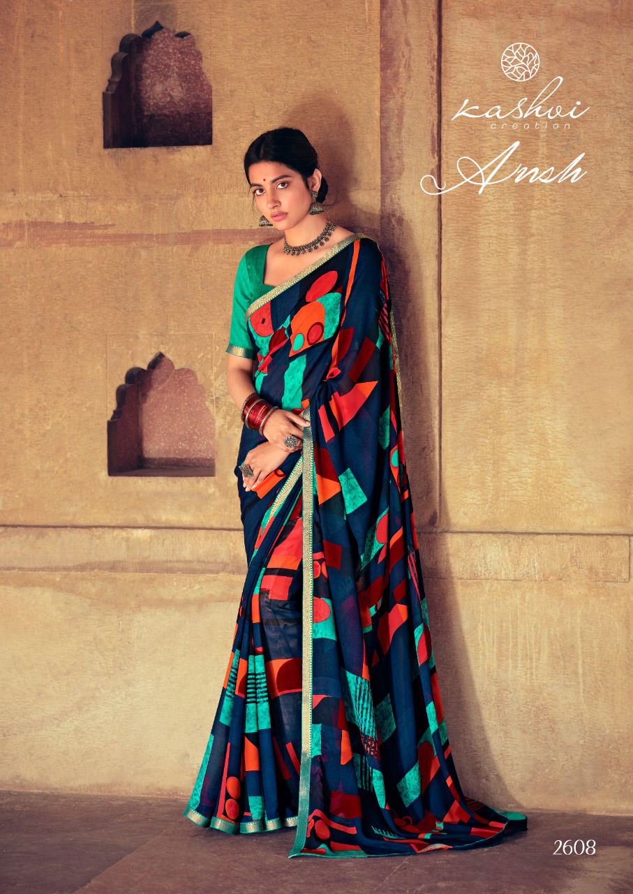 Kashvi Ansh 2 Fancy Designer Casual Regular Wear Weightless Georgette Printed Sarees Collection
