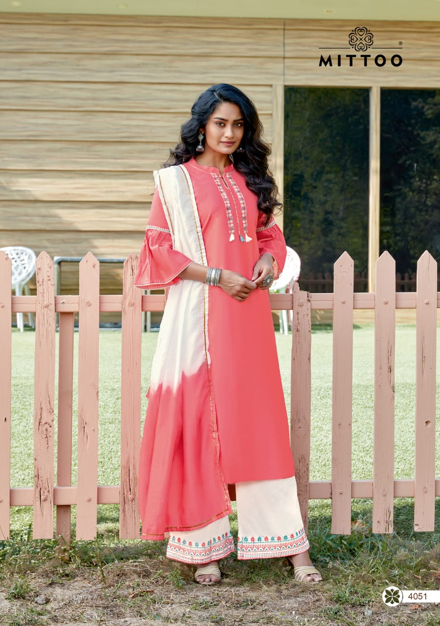 Mittoo Manohari 2 Latest fancy Designer Festive Wear Banarasi Viscose Readymade Salawar Suit Collection
