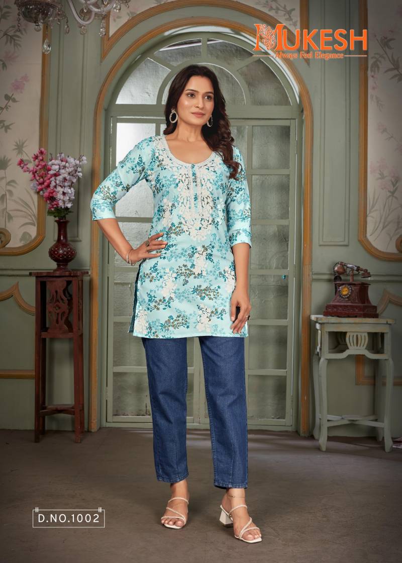 Maira By Mukesh Cotton Printed White Chikan Work Top Bulk Orders In India
