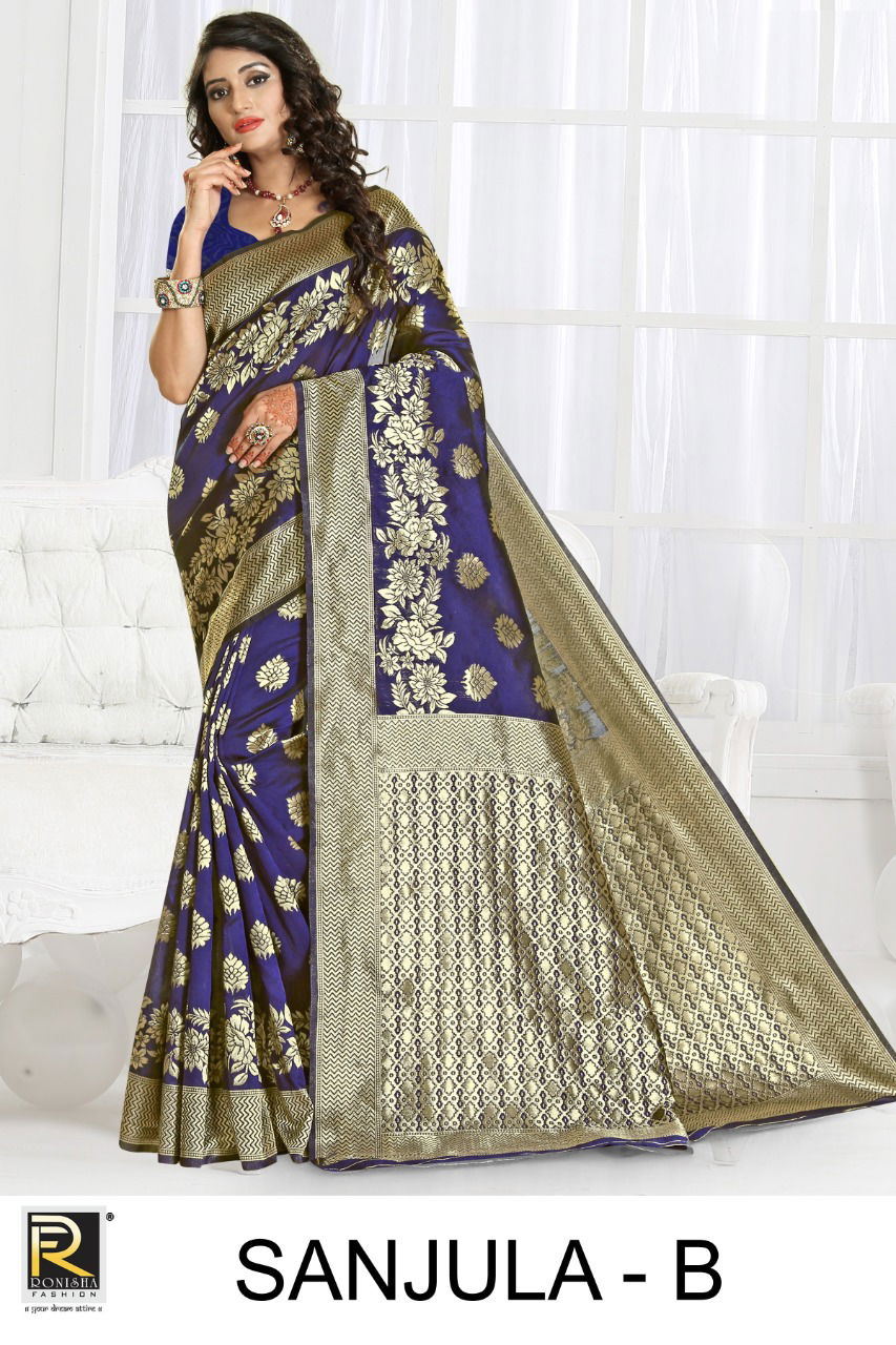 Ronisha Sanjula latest  Fancy Designer Festive Wear Heavy Silk Saree Collection
